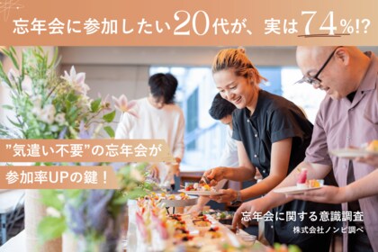 実は20代の約74%が「忘年会に参加したい」と回答！？“自分のペース”で楽しめる“気遣い不要”の忘年会が、参加率UPのカギに。