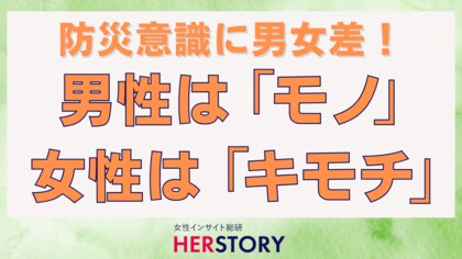 防災意識に潜む男女の決定的な違い!男性は“モノ”に備え、女性は“キモチ”に備える-