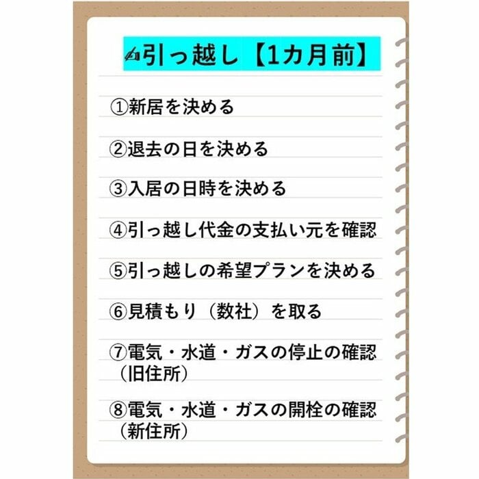 引っ越し1カ月前にやることチェックリスト1～8（特集班作成）