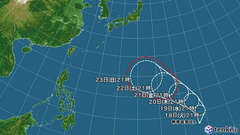 【台風情報】熱帯低気圧「台風のたまご」の進路予想は　24時間以内に台風に発達する可能性　トラック諸島近海をゆっくり西へ｜FNNプライムオンライン