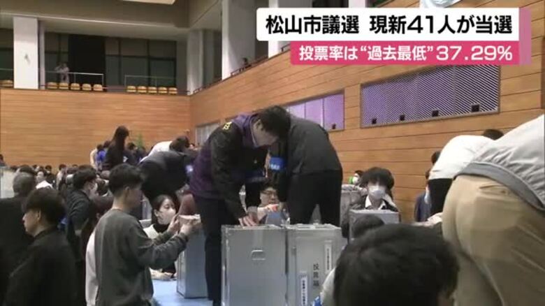 松山市議選・開票結果を詳報　新人１１人が当選　現職は４人落選　定数４１に５５人が議席争う混戦【愛媛】｜FNNプライムオンライン