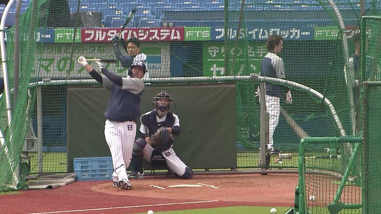 村上宗隆のバッティング練習