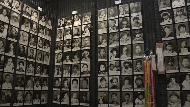 対馬丸記念館に展示されている、犠牲となった子供たちの遺影
