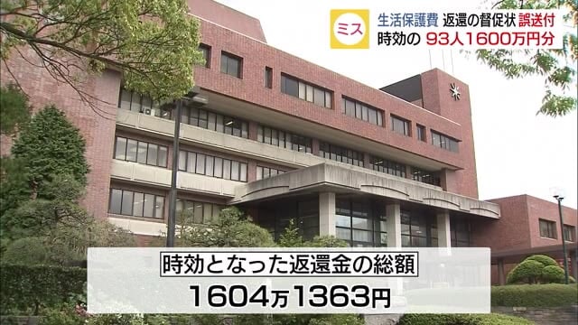 生活保護費の返還督促状 米子市が誤送付(鳥取県・米子市)