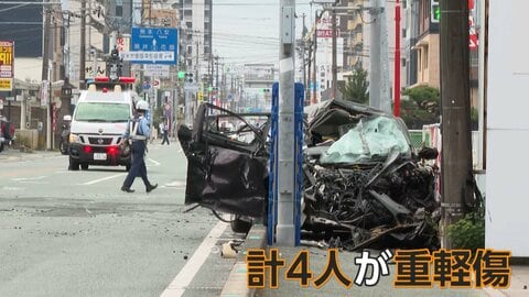 交差点で乗用車が突っ込む“瞬間”　逮捕の23歳男は飲酒運転も「記憶が抜けている」　事故前はパトカーが追跡　福岡・久留米市