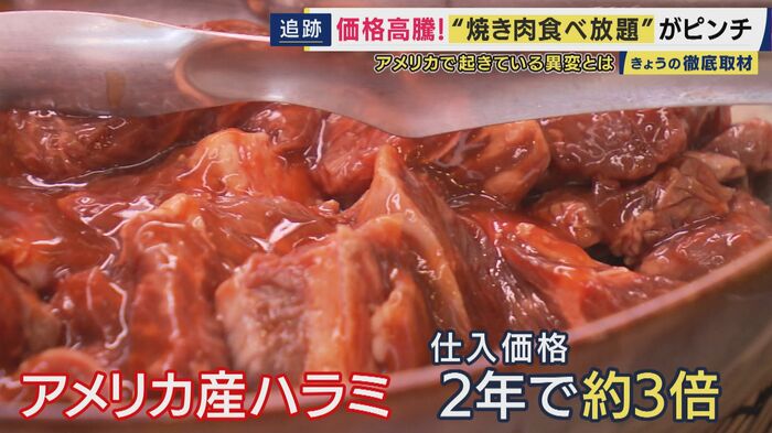 ハラミは2年で3倍の値段に