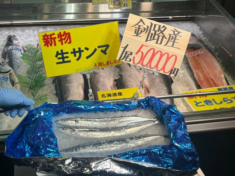 サンマが1匹“5万円”－大きいもので175ｇ今シーズン初水揚げ！約170キロが釧路港に…過去最高値の約4倍となる初競り“25万円”ご祝儀価格「今年のサンマは品質がかなりいい」北海道釧路市｜FNNプライムオンライン