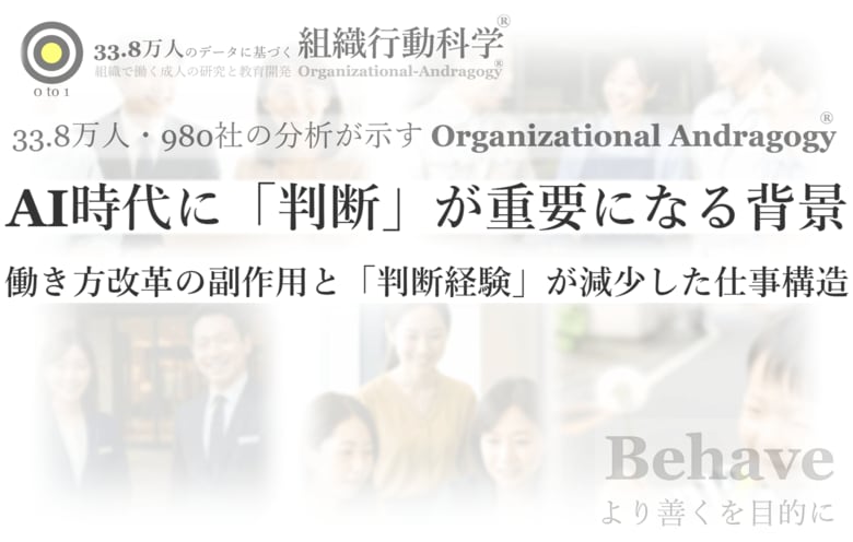 AI時代に「判断」が重要になる背景とは？：33.8万人分析から企業の82%で判断経験が減少（組織行動科学(R)）