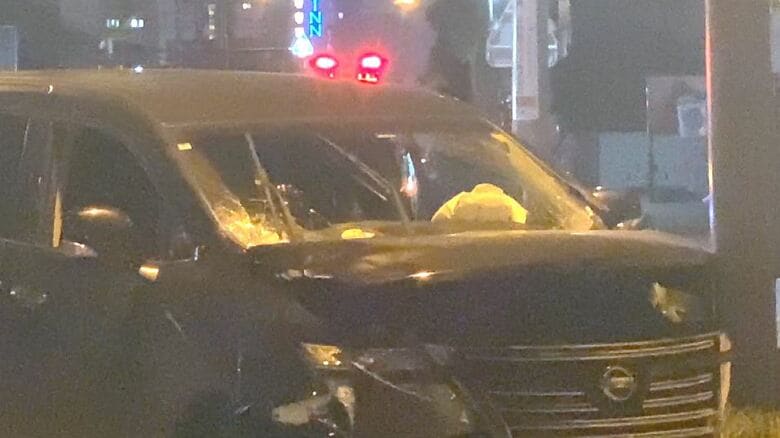 「歩行者をはねてしまった」87歳女性が死亡　横断歩道を歩行中…車運転の建設作業員の21歳男を現行犯逮捕　現場は信号機はない見通しの良い直線｜FNNプライムオンライン
