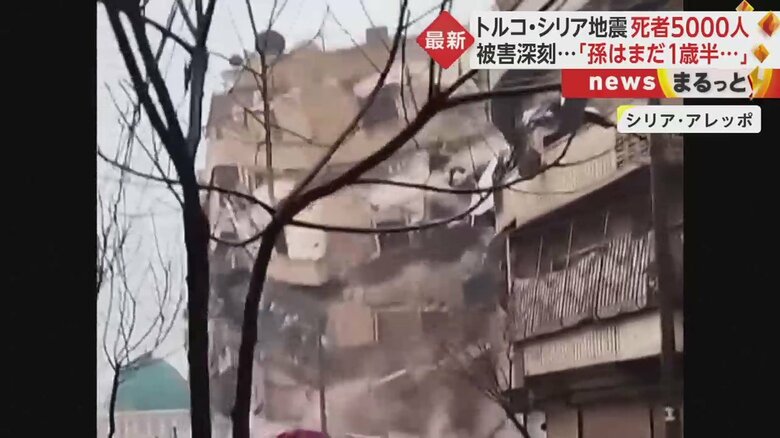 一瞬で、ビルが倒壊(シリア・アレッポ)