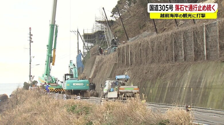 斜面を補強している様子