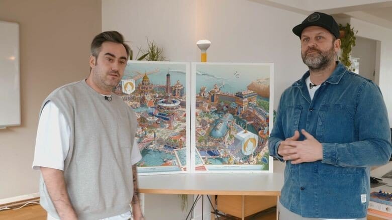 イラストレーターのウーゴ・ガットーニ氏（左）とデザインディレクターのヨアヒム・ロンシン氏（右）©Paris2024