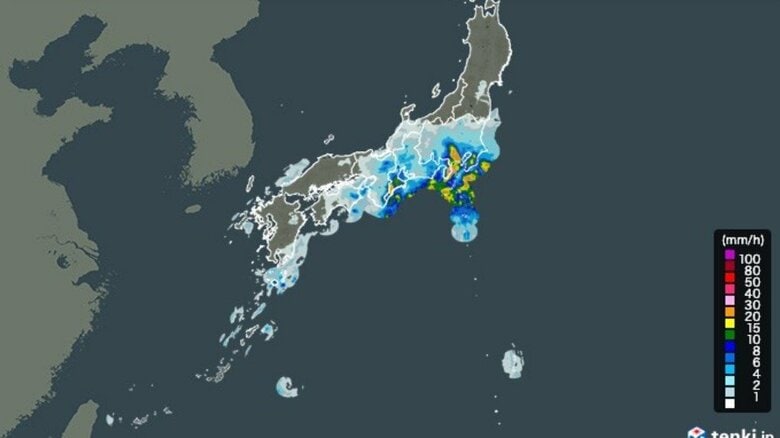雨雲レーダー（予報）6日午後9時　日本気象協会より