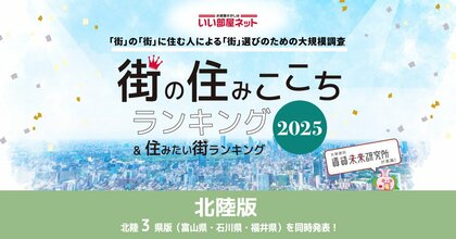 いい部屋ネット 街の住みここち&住みたい街ランキング2025<富山県版>ランキング発表