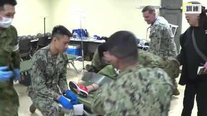 アメリカ軍と自衛隊が共同訓練　南海トラフ地震を想定　けが人の応急処置など　山口・岩国市