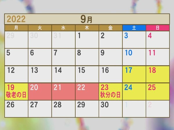 9月カレンダーは3連休が2回も 旅行代理店に去年を大きく上回る予約 旅行に対する考え方も変化が Fnnプライムオンライン