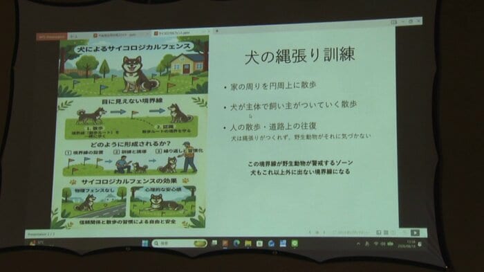 講習会で紹介された犬の縄張り訓練の方法