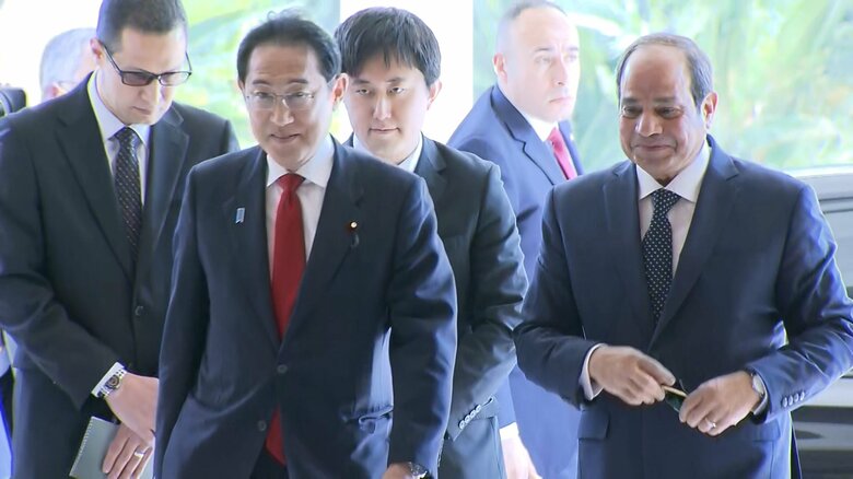 岸田首相とエジプトのシシ大統領（日本時間30日午後5時すぎ）