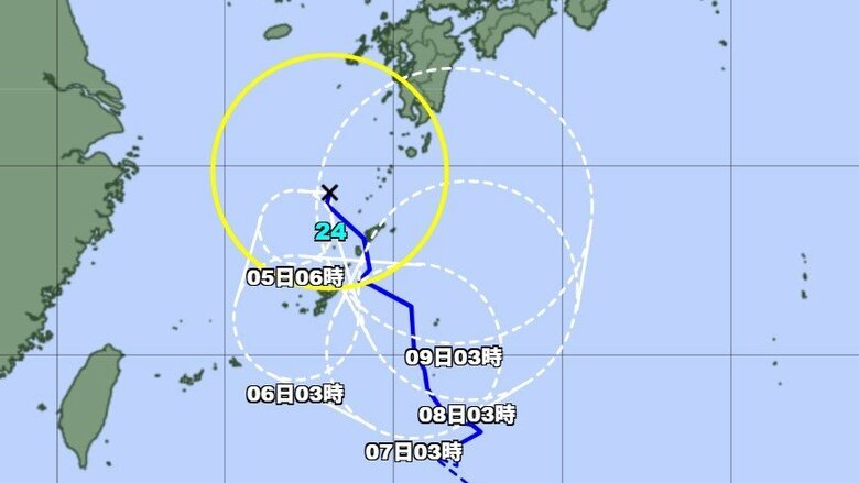 台風24号の進路予想図　気象庁HPより