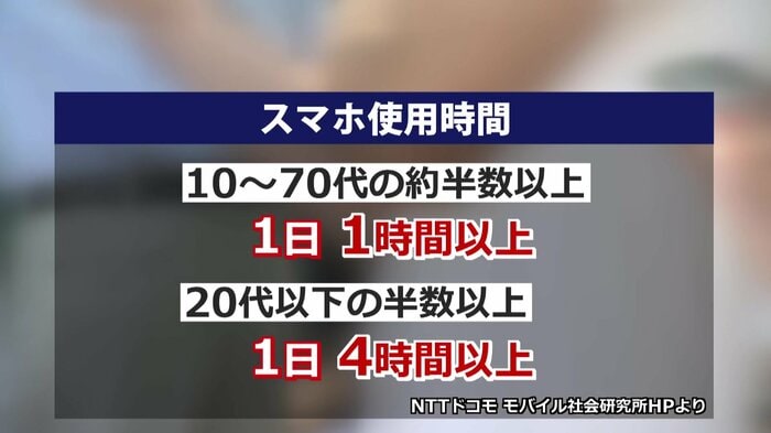 スマホ使用時間の調査結果（NTTドコモ モバイル社会研究所）