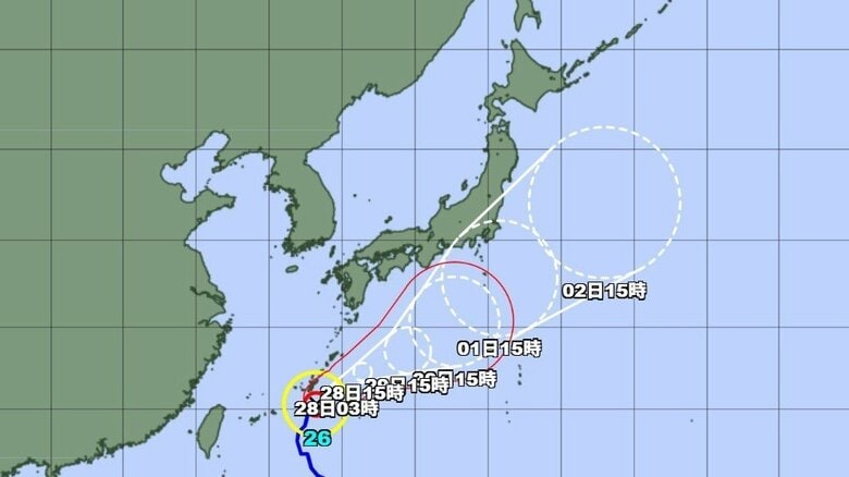 【台風情報】非常に強い台風26号の進路予想　沖縄に接近後は本州の南を東進する予想　関東は10月2日にかけて雨の降る日が多い見込み　台風と秋雨前線の影響　　　　｜FNNプライムオンライン