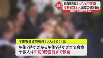 厚労相 常識を逸する行為 厚労省23人がマスクなし 時短破り 送別会 深夜営業わざわざ確認 厚労相 常識を逸する行為 厚労省23人がマスクなし 時短破り 送別会 深夜営業わざわざ確認