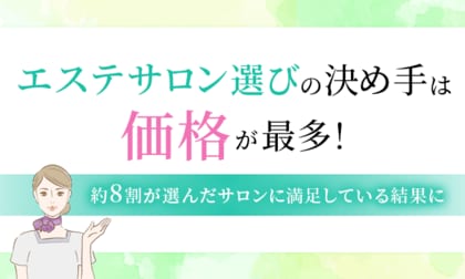 エステサロン選びの決め手は「価格」が最多！約8割が選んだサロンに満足している結果に