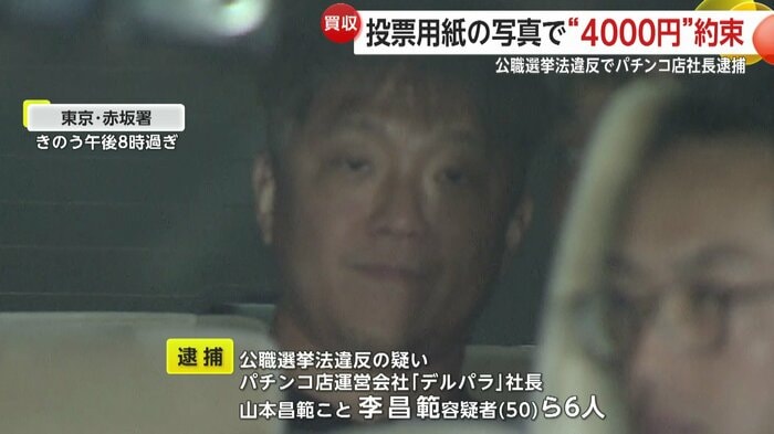 公職選挙法の疑いで逮捕された山本昌範こと、李昌範容疑者(50)
