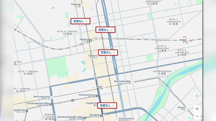満室となったビジネスホテルと同じグループのホテルも空室無し