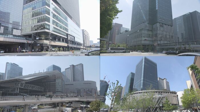 上段左:イノゲート大阪 上段右:KITTE大阪 下段左:JR大阪駅周辺 下段右:グランフロント大阪