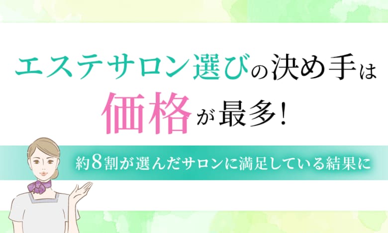 エステサロン選びの決め手は「価格」が最多！約8割が選んだサロンに満足している結果に