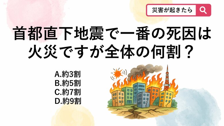 【防災クイズ】首都直下地震の被害想定で「火災による死者」は想定される死者数全体の何割でしょうか？｜FNNプライムオンライン