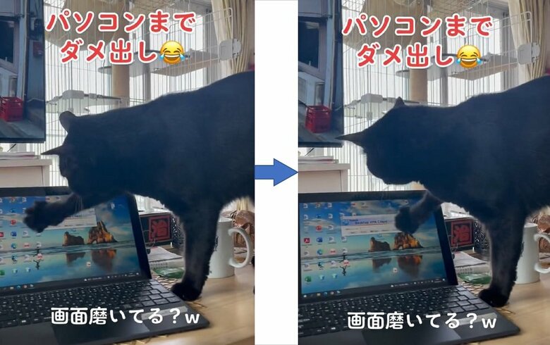 パソコンをカキカキというよりはフキフキ