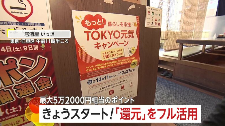 店内に「TOKYO元気キャンペーン」と書かれたポスターが貼られた東京都内の飲食店
