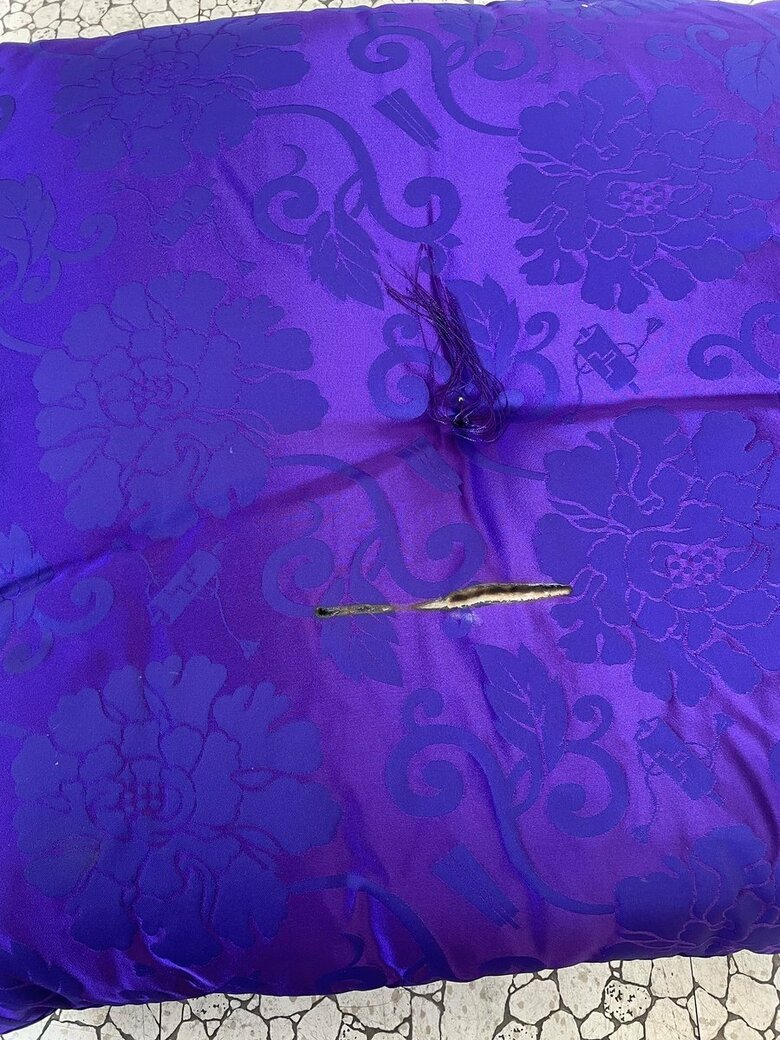 「防炎素材では無い導士布団」の検証結果（提供：株式会社阪本）