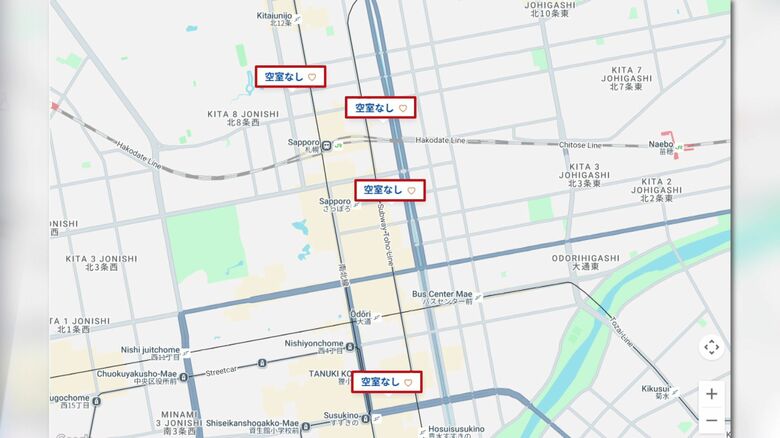 満室となったビジネスホテルと同じグループのホテルも空室無し