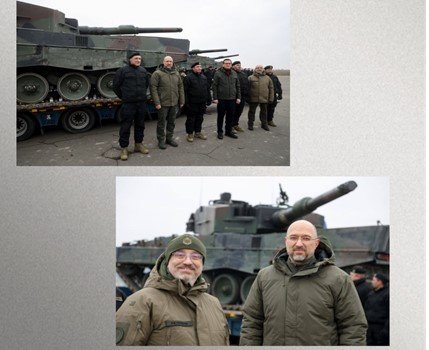 ポーランドからウクライナに供与されたレオパルト２A4（主砲：44口径長）ｘ4両　（ウクライナ国防相公式ツイート　2/25より）